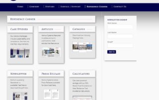 Kemco Systems Old Webpage- reference section with bad navigation and no call to action 