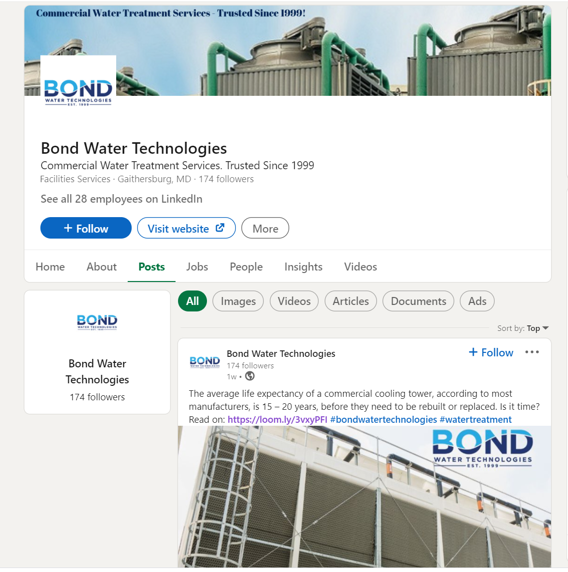 Bond Water LinkedIn Profile